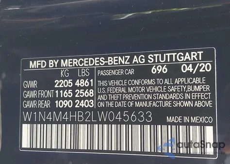 2020 Mercedes-Benz Glb 250 4Matic z USA, uszkodzony, nr VIN W1N4M4HB2LW045633